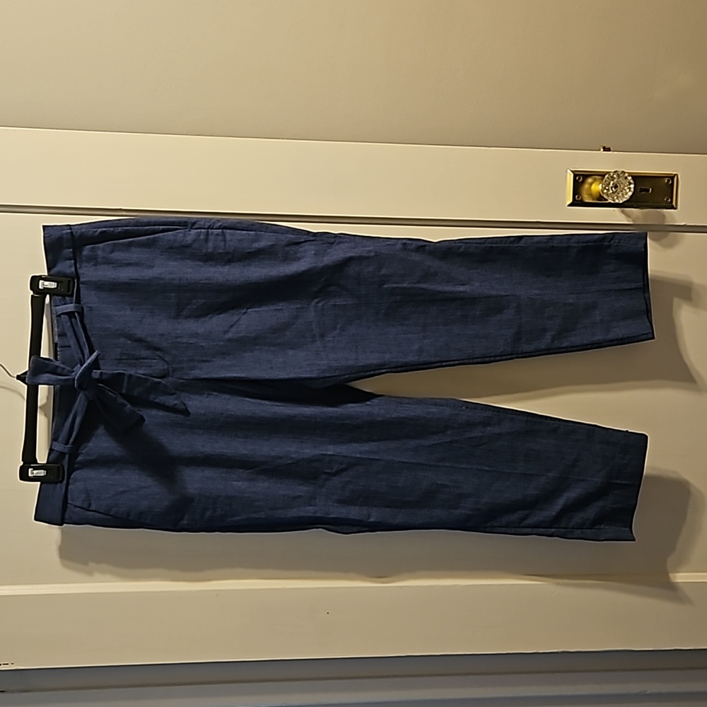Banana Republic tie belt pant in blue. Size 10.